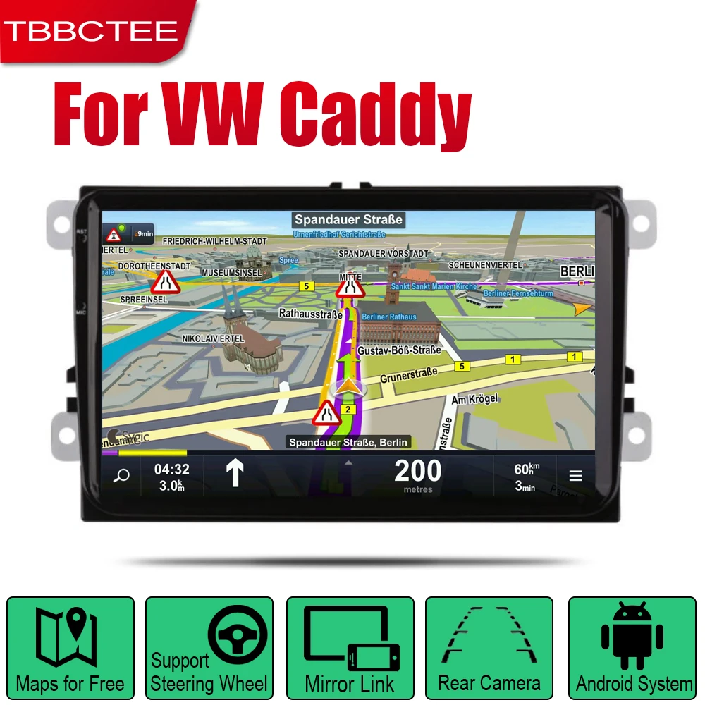 Автомагнитола TBBCTEE 2 Din Android для Volkswagen VW Caddy 2004 ~ 2013 GPS навигация BT Wi Fi карта