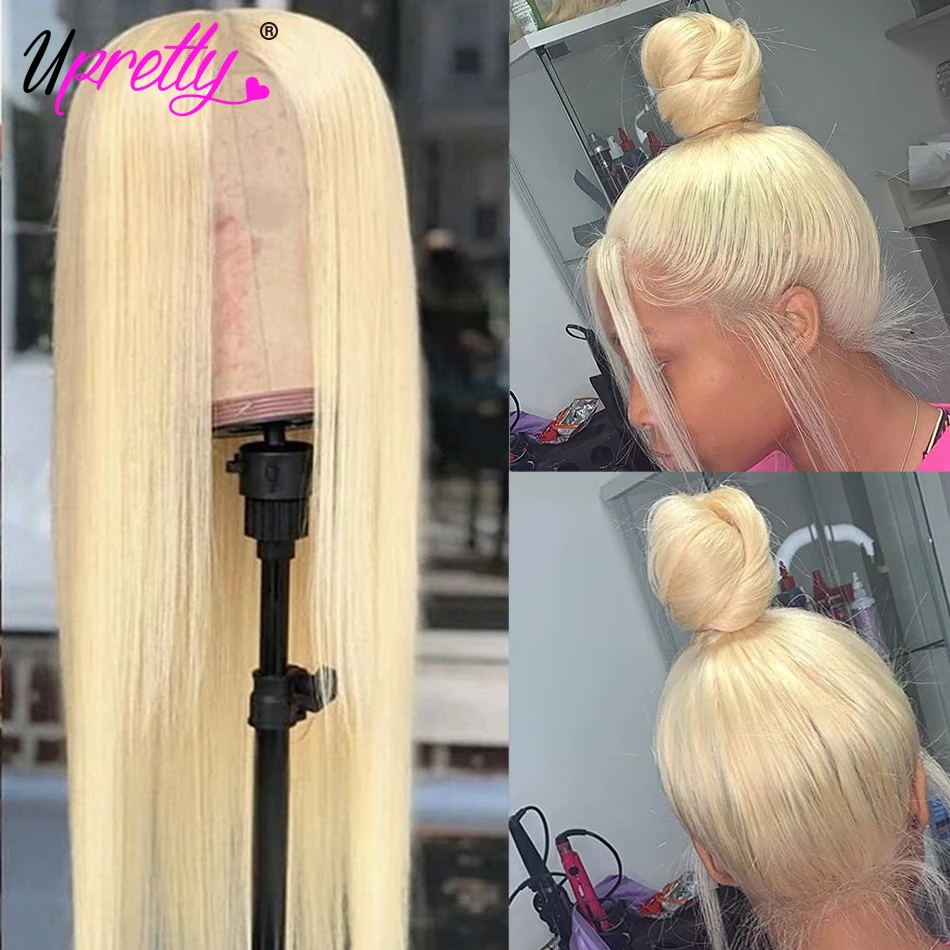 Upretty волосы 13x6 613 блонд парик фронта шнурка бразильские прямые HD прозрачные