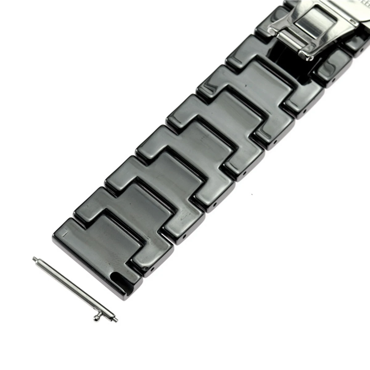 SOONHUA Universal Ceramic Watch Strap Replacement Metal Folding Clasp Watch Band Strap 20mm / 22mm