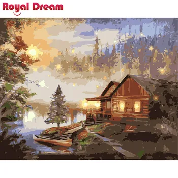 

The lakeside cabin DIY Painting By Numbers Canvas Painitng Home Wall Art Picture Coloring By Numbers For Home Decor