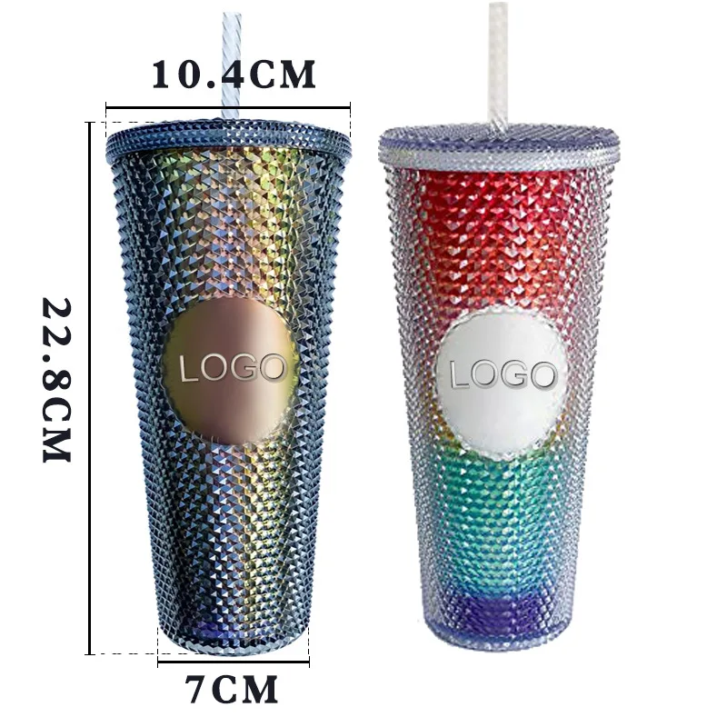 Diamond Gradient Stainless Steel Straw Cup for Star Dad Thermos Custom LOGO