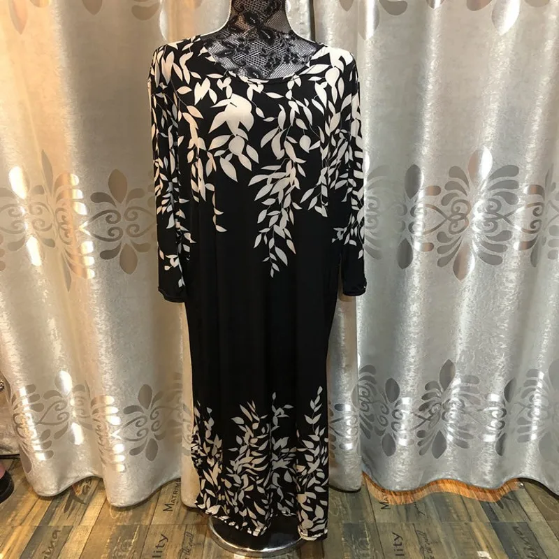 Женское платье свободного размера плюс длинное из шелка с принтом ледяного цвета