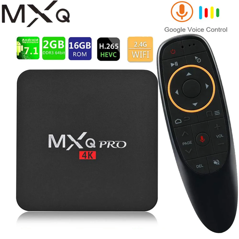 MXQ PRO 4K Android tv box Android 7,1 Smart tv Google голосовой помощник Netflix Youtube медиаплеер 2,4 gWiFi 2 Гб 16 Гб телеприставка