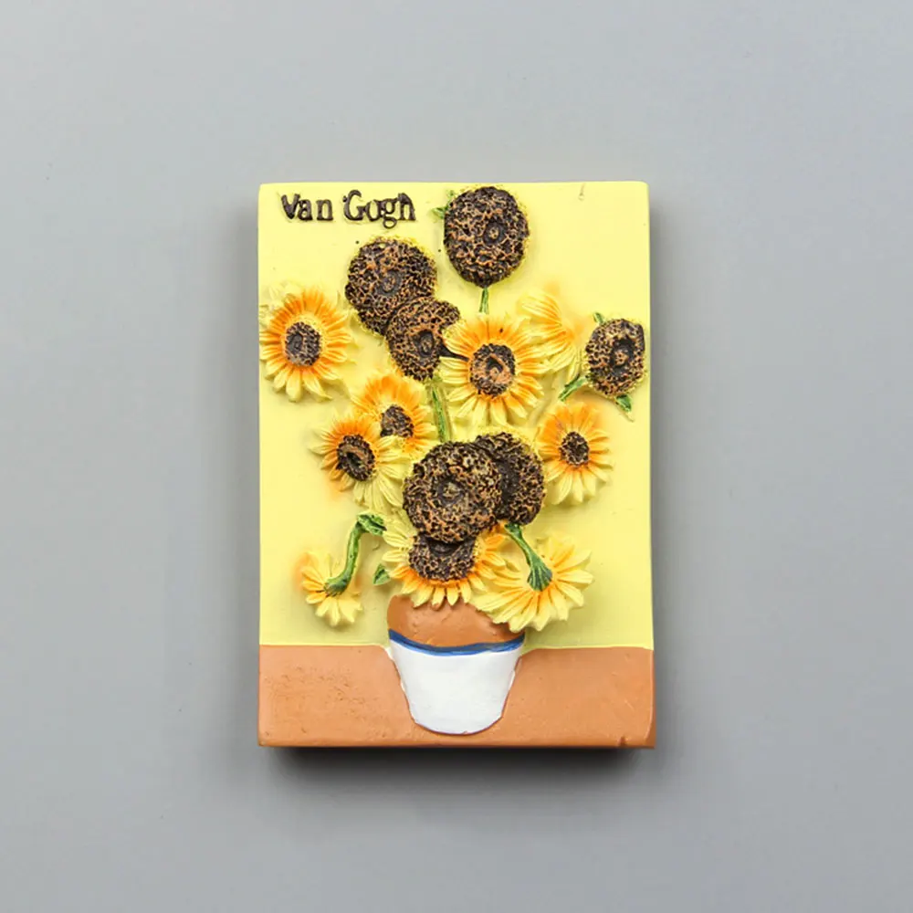 European Creative Famous Painting Resin Fridge Magnet Mona Lisa Sunflower Starry Van Gogh Series