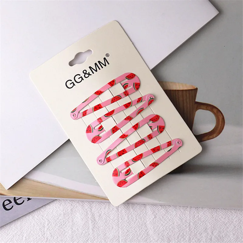 4Pcs/set New Lovely Cartoon Heart Type Metal Candy Color Girls Hairpins Hair Clip Kids Headwear Children Accessories Baby BBClip