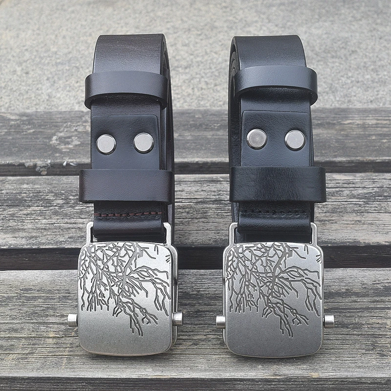

Retro Harajuku Leather Soft Leather Tactical Belt Jeans Automatic Buckle Buckle Men's Strap Men's Military Belt Casual Long Belt
