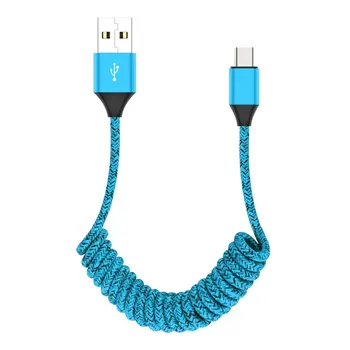 

Spring Micro Usb Type C Cable Stable Fast Charger Retractable Data Cable Nylon Tangle-Free Design Superior Durability