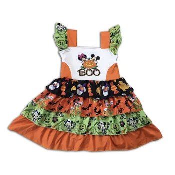 

orange cartoon pattern ruffle girl halloween style dress