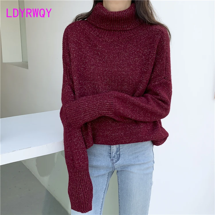 

2019 Korean high collar thick sweater Turtleneck Casual Full Pullovers Regular Solid Standard Regular