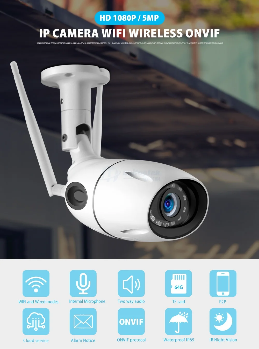 HD 5MP Wifi IP камера 1080P Беспроводная Проводная ONVIF CCTV цилиндрическая камера наружная двухсторонняя аудио ИК 20 м P2P iCsee домашняя Камера Безопасности s