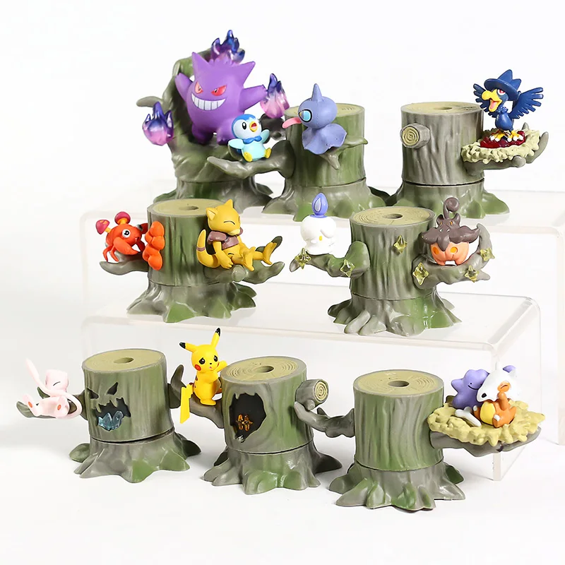 Monster Figures Gengar Mew Ditto Cubone Litwick Pumpkaboo Paras Abra Piplup Shuppet Murkrow Mini Toys 8 шт./компл.|Игровые