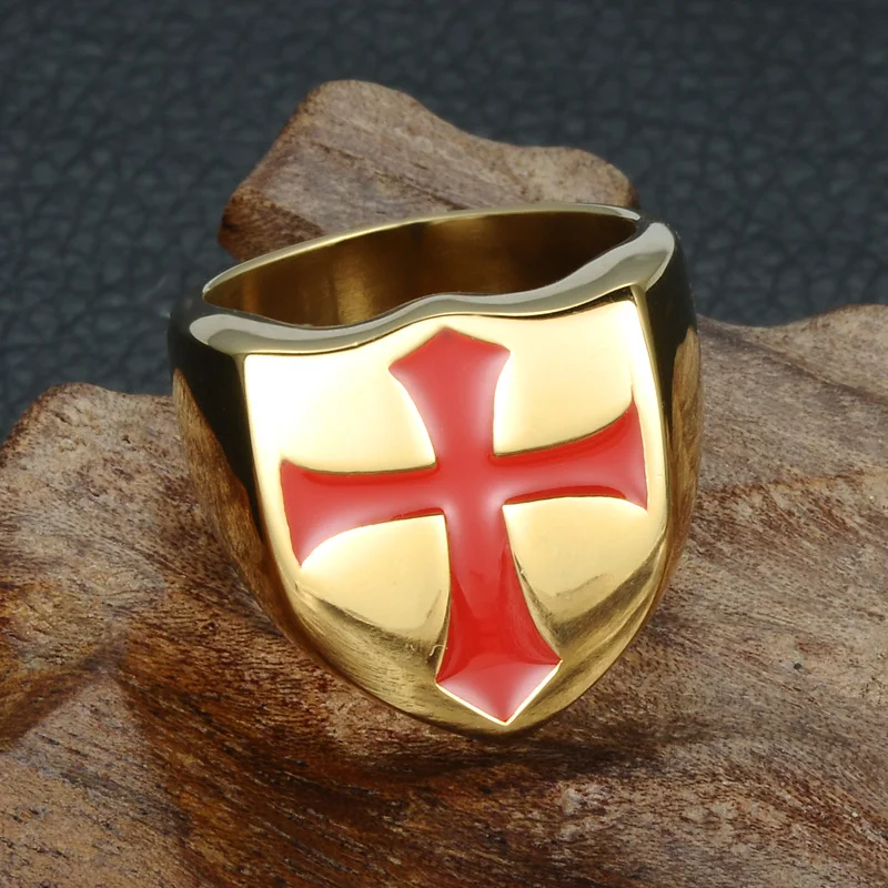 D&Z 316L нержавеющая сталь щит крест кольца для мужчин христианский Иисус библейские Anillos Hombre молитва ювелирные изделия