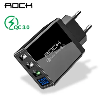 

ROCK 30W QC3.0 Led Light Display Phone Charger Quick Charge 3.0 USB QC Turbo Fast Charging For iPhone Xiaomi mi 9