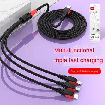 

Three-in-One Data Cable New Style USB Fast Charge for Android Type-c Huawei Data Cable Triple for Apple Usb Cable Extension