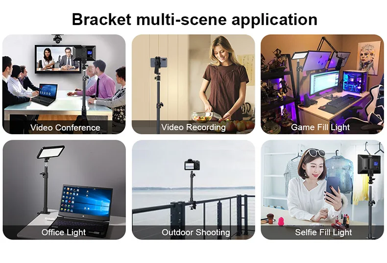 LP09 Tabletop Light Stand Clip Stand with 1/4 Screw for LED Ring Light Adjustabl