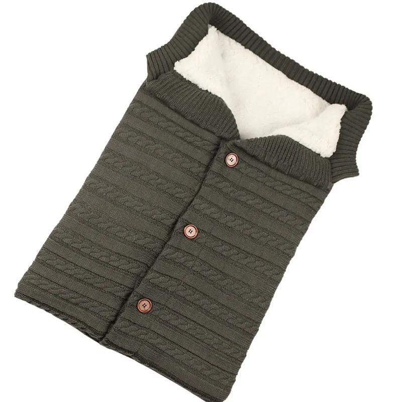 SD420-dark gray Зимние теплые спальные мешки для новорожденных, вязаные пеленки с пуговицами для завёртывания для пеленания, коляска, обертывание, одеяло для сна, сумки - Цвет: SD420-dark gray