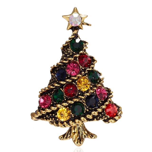 Christmas Tree Brooches for Women Rhinestone Inlay Fashion Jewelry Festival Brooch Pins Good Gift Winter Coat Cap Brooch Pin
