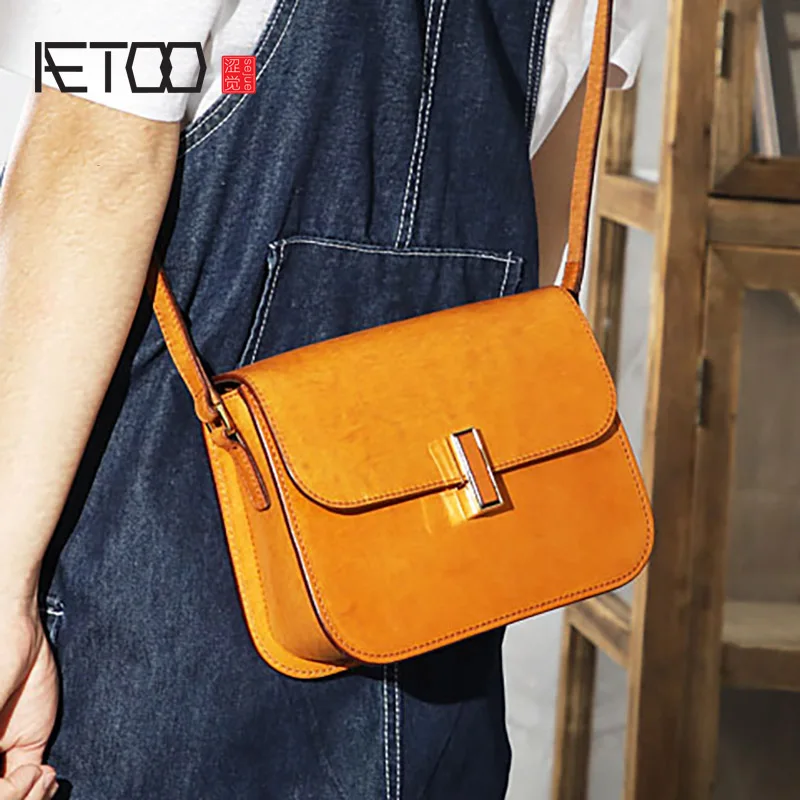 AETOO ручная работа женские сумки, Ретро Повседневная Свободная Одна сумка на плечо, верхний слой кожаная Наклонная Сумка