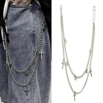 

Double-layer Women Men Pants Chain Punk Street Butterfly Belt Waist Chain Hook Trousers Keychain Jeans Chain HipHop Jewelry Hot