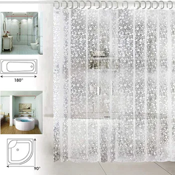 

EverChic Plastic PEVA 3d Waterproof Shower Curtain Transparent White Clear Bathroom Curtain Luxury Bath Curtain With 12pcs Hooks