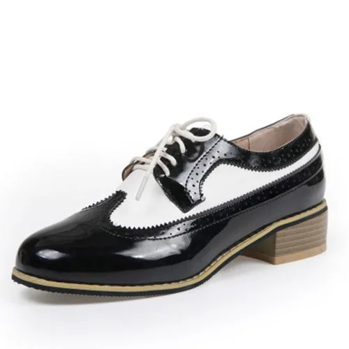 EAGSITY vintage oxford shoes women shoes brogue lace up pointed toe fashion casual ladies derby party