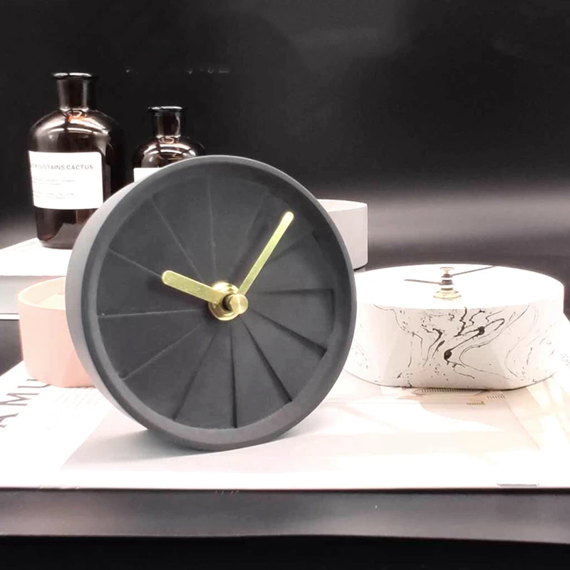 Скандинавские минималистичные стильные креативные настольные бесшумные часы студенческие настольные бесшумные часы из цементного бетона настольные часы
