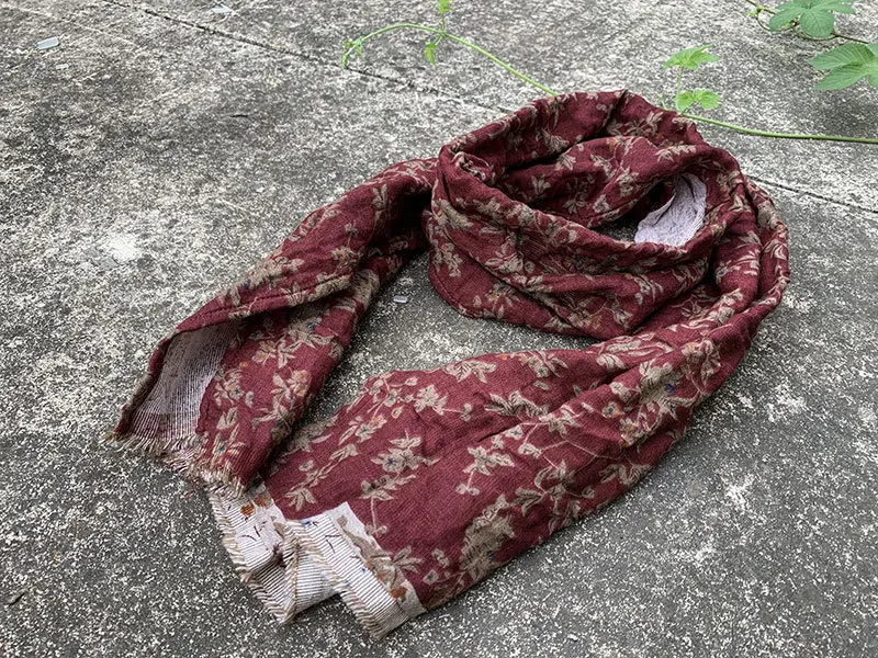Women Vintage Printed Cotton Linen Scarves Ladies Retro Scarf Female Autumn Spring Scarf