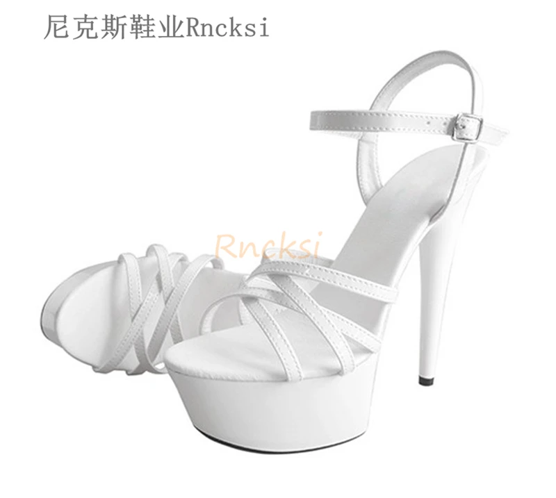 

Rncksi 6 inch Stiletto High Heels Open Toe Cross Bandage Women's 15cm High Heel Sandals Women Pumps Toe-proof pole dancing shoes