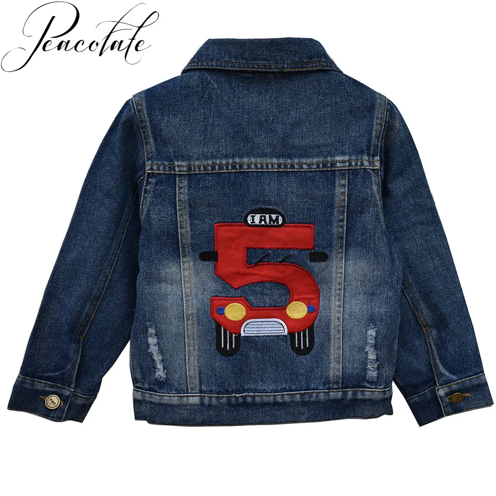 

5-8Years Spring Autumn Boy Jacket Little Boys Denim Jacket Coat Flower Patch Denim Jacket