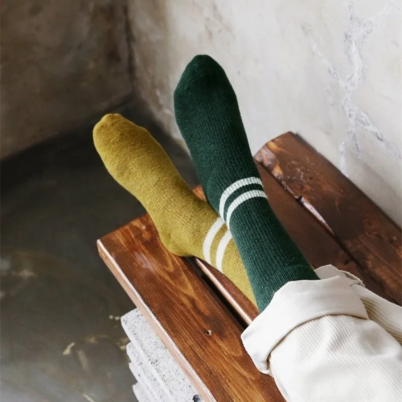 

New WOOL SOCKS IN WINTER, Women's pure color middle-barrel casual cashmere, thickened, warm-up SL-06