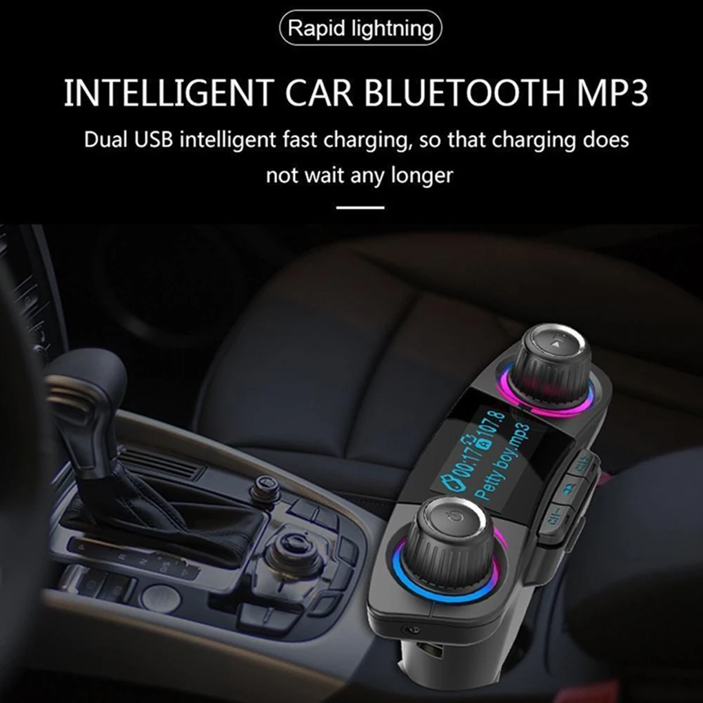 Автомобильный MP3-плеер с ЖК-экраном 1,3 дюйма, Bluetooth, громкая связь, динамик, 2 USB порта, зарядное устройство, управление эквалайзером