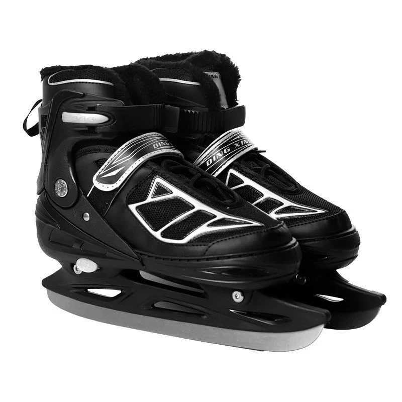 1 пара для взрослых зимние коньки с лезвием для катания на коньках с шариковым ножом обувь для катания на коньках Регулируемая Водонепроницаемая термальная обувь для катания на коньках для начинающих - Цвет: Style A Black grey L