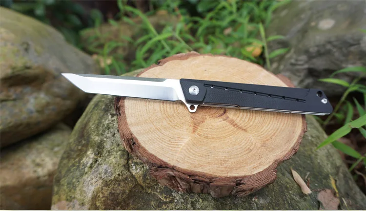 New Folding knife D2 blade G10 handle flipper camping survival pocket knives ball bearing Outdoor tactical hunting fishing fruit