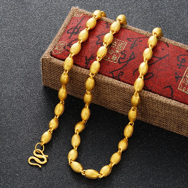 24K ожерелье из золотой цепочки для мужчин женщин Настоящее 24K золотое ожерелье для шеи состояние мужчин t ожерелье для бойфренда подарок