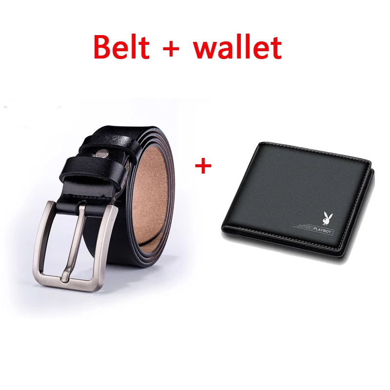 Cinturón de piel de moda para hombre, Cinturón de piel de moda, hebilla де alfiler, vaqueros de negocios в ретро-стиле - Цвет: C wallet with belt