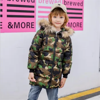 

Kids Jackets And Coat Thick Warm Boys Coat Winter Camouflage Teenage Boys Outerwear Fur Hood Kids Parka Down Coat Boys Snowsuit