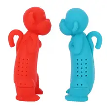 Чайный фильтр, 2 шт., Силиконовый Фильтр для заварки чая в форме обезьяны из мультфильма, аксессуары для чая, красный, синий, ситечко для чая