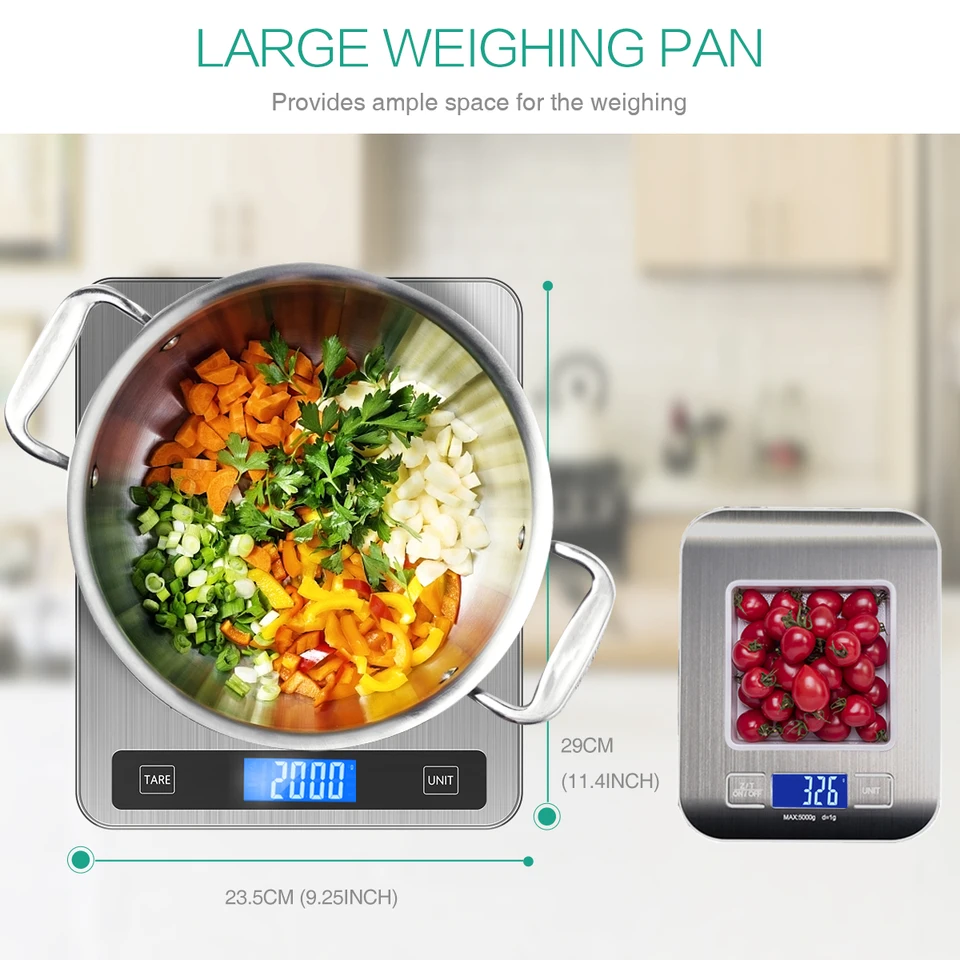 Recensione E Opinioni Su ACCUWEIGHT Bilancia Da Cucina Digitale Con Alta Precisione Multifunzionale Bilancia Da Cucina Elettronica Design Liscio Facile Da Pulire Lcd Display Retroilluminato 5kg
