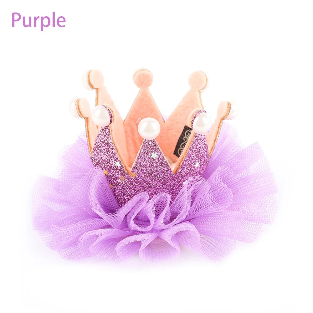 purple 1 шт. Новое поступление детская Блестящая Корона Стразы Принцесса шпильки для девочек заколка уши кролика кристалл заколка для волос ювелирные изделия - Окраска металла: purple