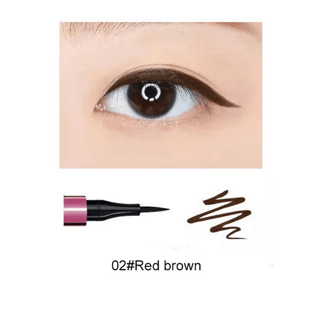 Red-brown 2 цвета черный карандаш для глаз Косметика для глаз Леди Водонепроницаемый жидкая подводка для глаз стойкий карандаш для глаз Гладкий макияж инструмент - Цвет: Red-brown
