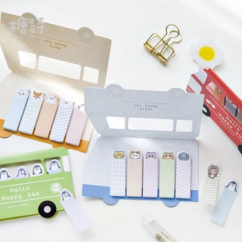 

75pcs/pack Forest Animal Bus Message Sticky Notes Kawaii Memo Pad Cute Stationery Papeleria Material Escolar School supplies