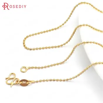 

(37907)2PCS 45CM 24K Gold Color Copper with M Shape Clasps Finished Necklace Chains Jewelry Making Supplies Findings Accessories