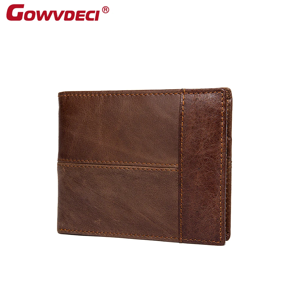 Genuine Leather Retro men's short wallet fashion large capacity | Багаж и сумки