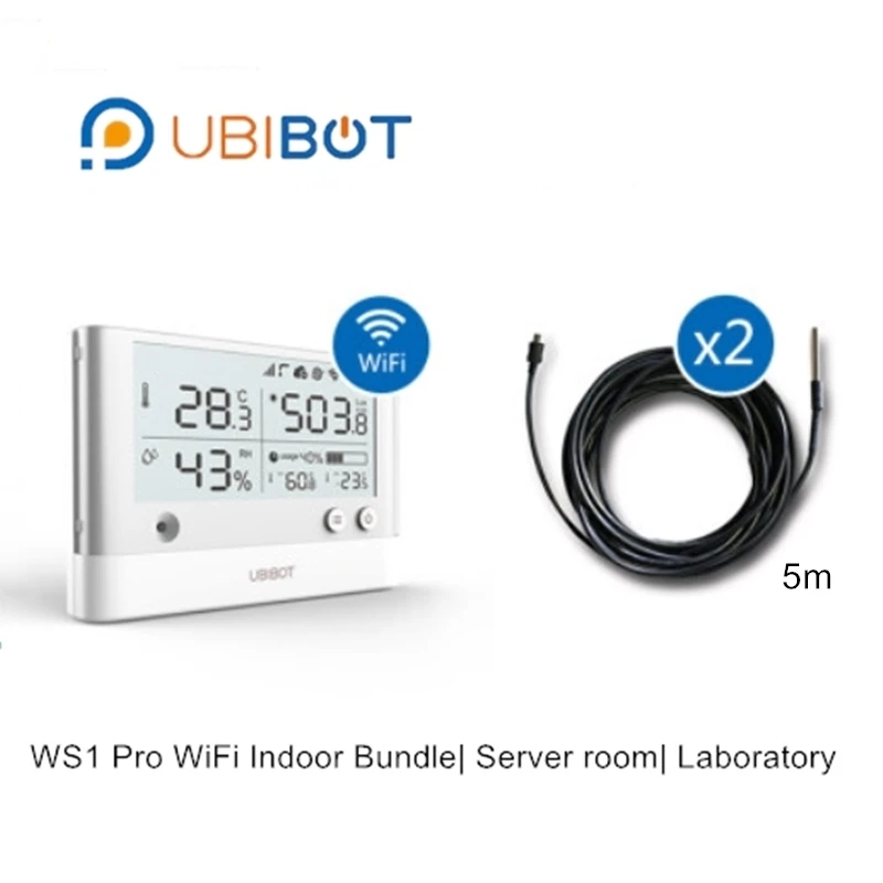 UbiBot WS1 Pro WiFi SIM комплект в серверной комнате лаборатория камера для хранения в помещении температура монитор регистратор оповещения температура - Комплект: wifi 2 probe 5m