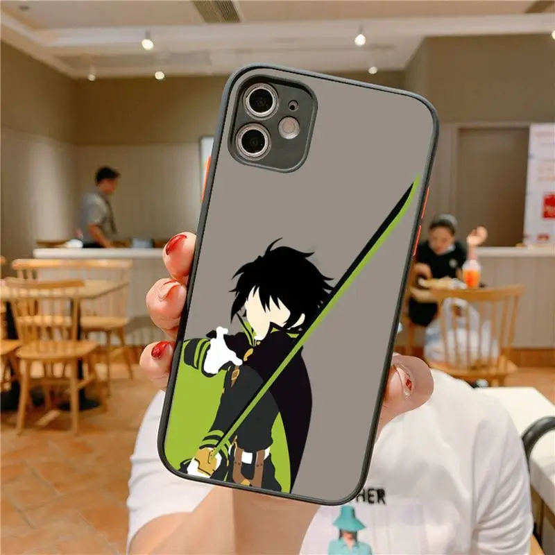 Anime Seraph of the end Yuichiro Hyakuya Phone Case for iPhone X XR XS 7 8 Plus 11 12 pro MAX Translucent Matte Shockproof shell