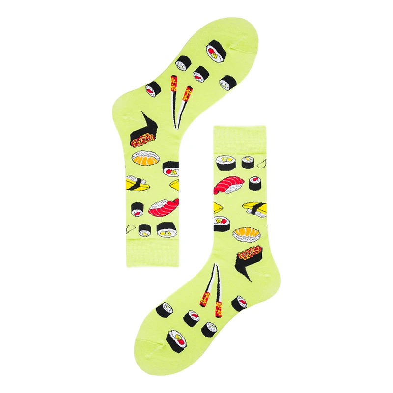 Мужские хлопковые носки для еды, суши, крутые яблоко, яйцо, пончики, мороженое, креативные высококачественные Веселые носки, повседневные носки для взрослых - Цвет: 6