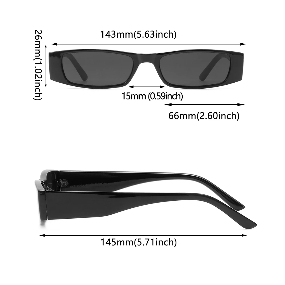 Small Rectangle Sunglasses Retro Narrow Frame UV400 Vintage Square Eyewear
