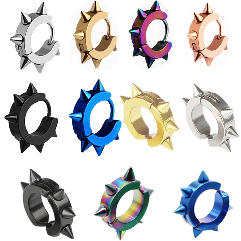 1Pc Men Punk Titanium Steel Ear Clip Fake Piercing Earrings Stainless Steel Clip on Earrings Piercing for Women ear clip earrings clip earrings ear clip