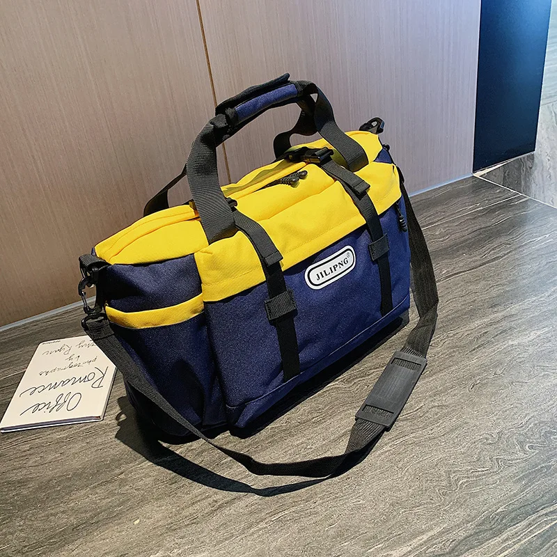New Coloured Large Capacity Canvas Travel Bag Fitness Bag Business Yoga Bag Handbag Shoulder Bag - Цвет: Цвет: желтый