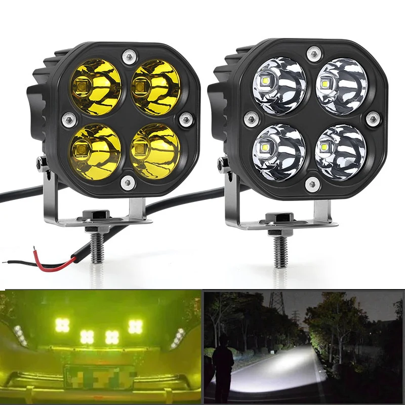 4X4 Square Car Light 48W Headlight Spotlight Driving Light Auto Lamp IP67 Waterproof DC 12-24V Set of 4